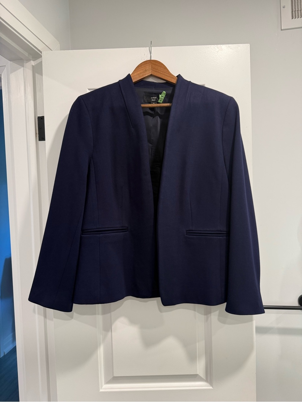 J. Crew Women's Navy Collarless Open-Front Blazer